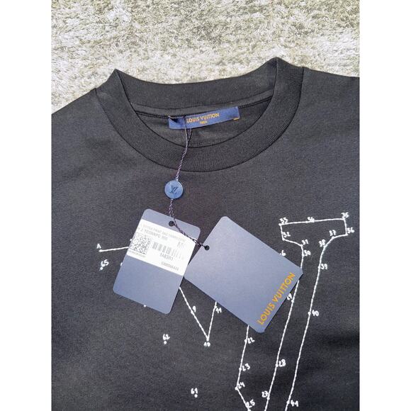 Louis Vuitton LV Stitch Print Embroidery Black White Logo Short Sleeve T-Shirt M - Picture 7 of 16